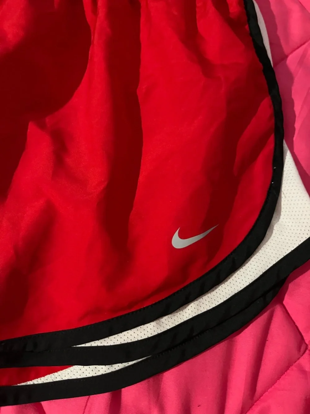 Nike Women's Red Athletic Running Shorts with Black & White Trim - Picture 2 of 5